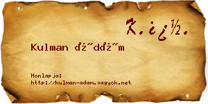 Kulman Ádám névjegykártya