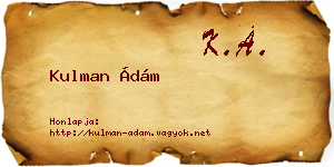 Kulman Ádám névjegykártya